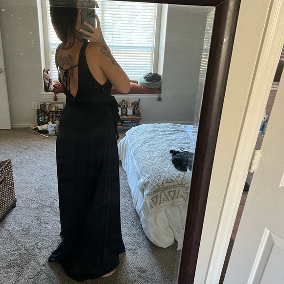 Free People Formal Black Silky Dress - Picture 2 of 4